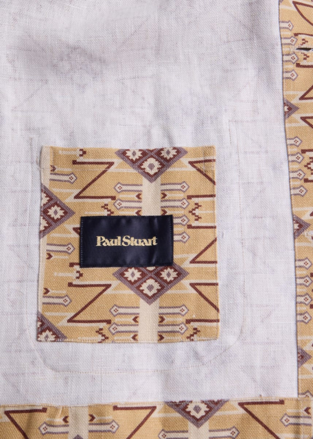 Printed Linen Shirt Jacket - Tan - Collared Shirt