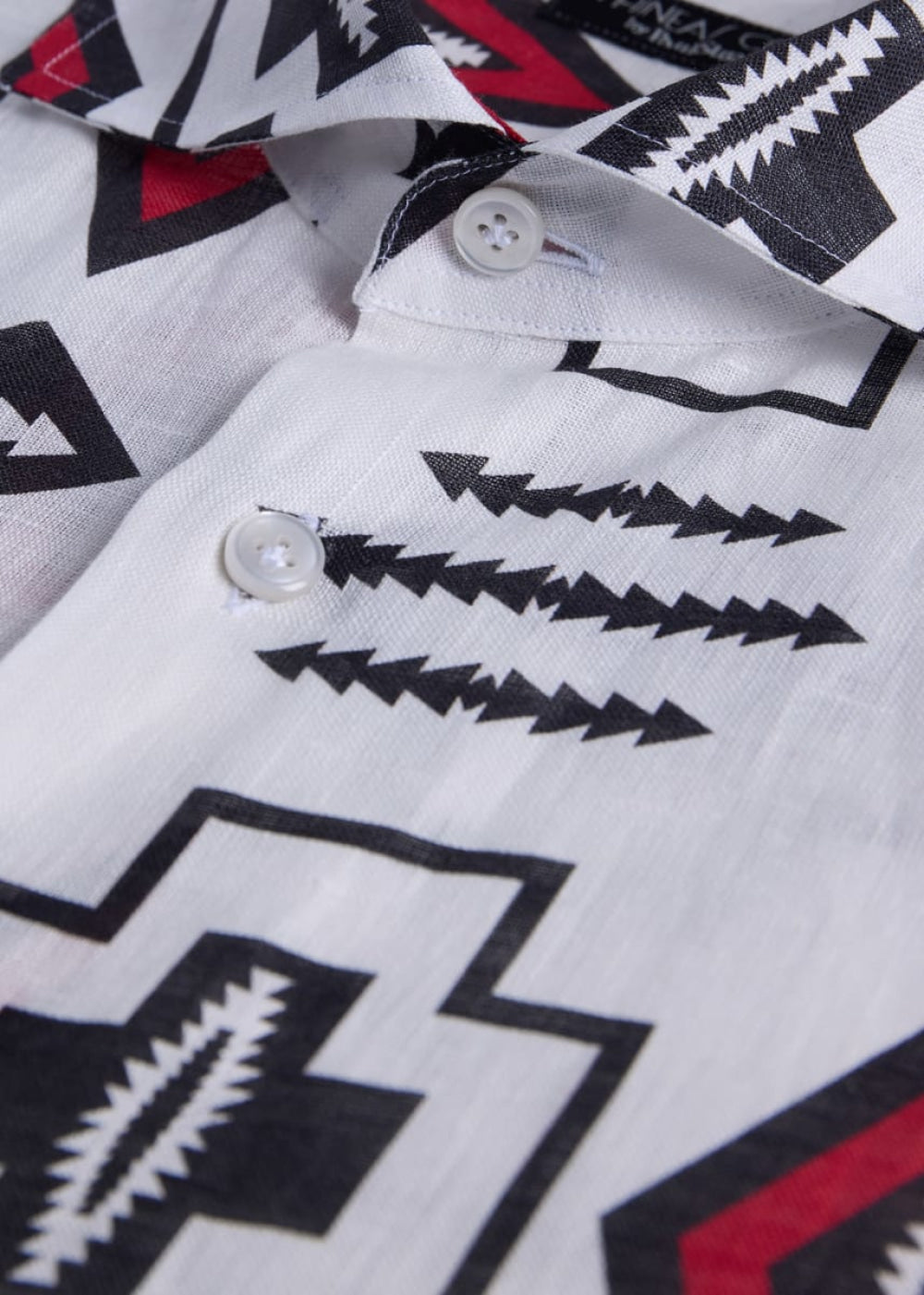Printed Linen Sport Shirt - White/Red - Collared Shirt