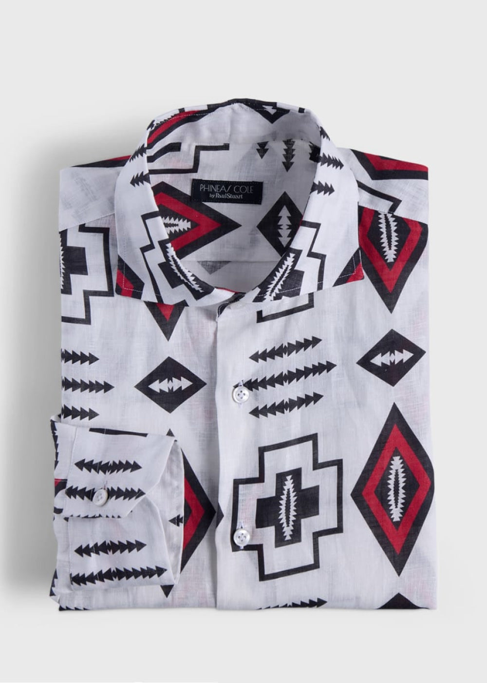 Printed Linen Sport Shirt - White/Red - Collared Shirt