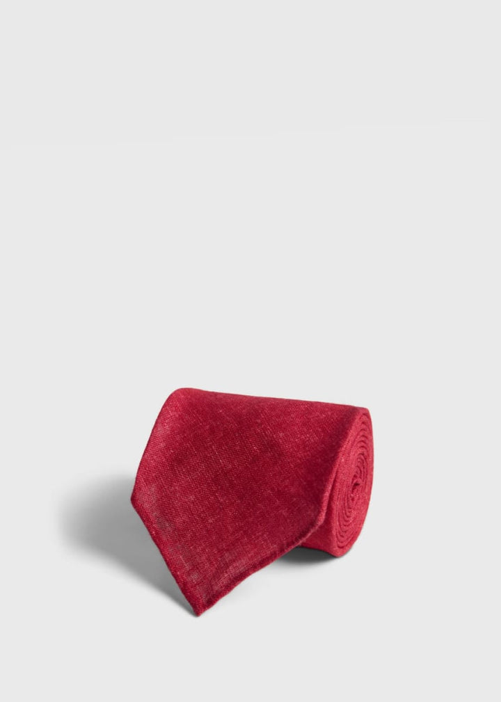 PRINTED LINEN TIE - Red - One Size - Tie