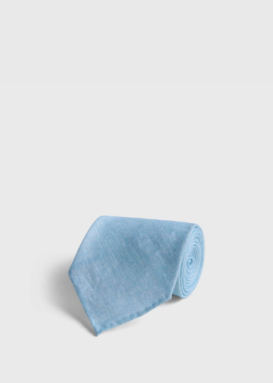 Printed Linen Tie - Teal - ONE SIZE - Tie