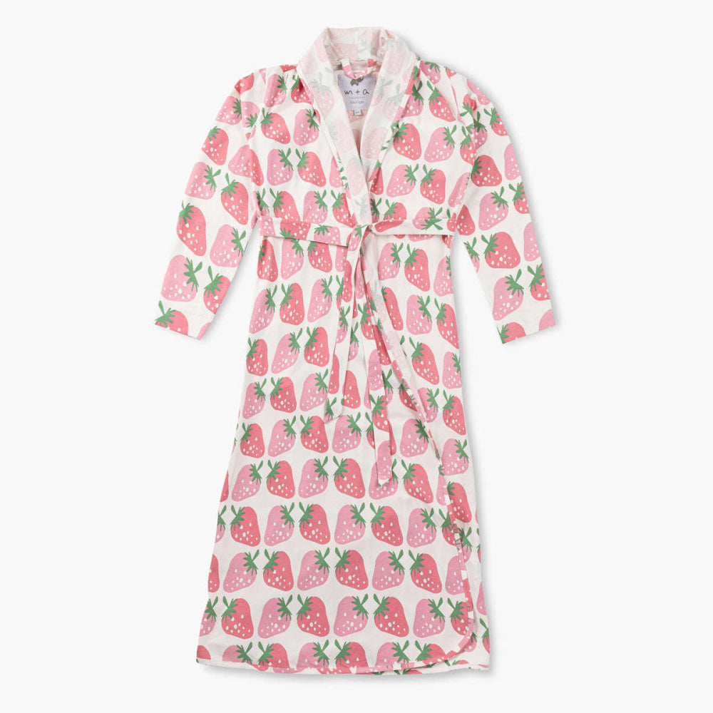 Printed Organic Lounge Robe - Strawberry Jam - XS/S - Robe