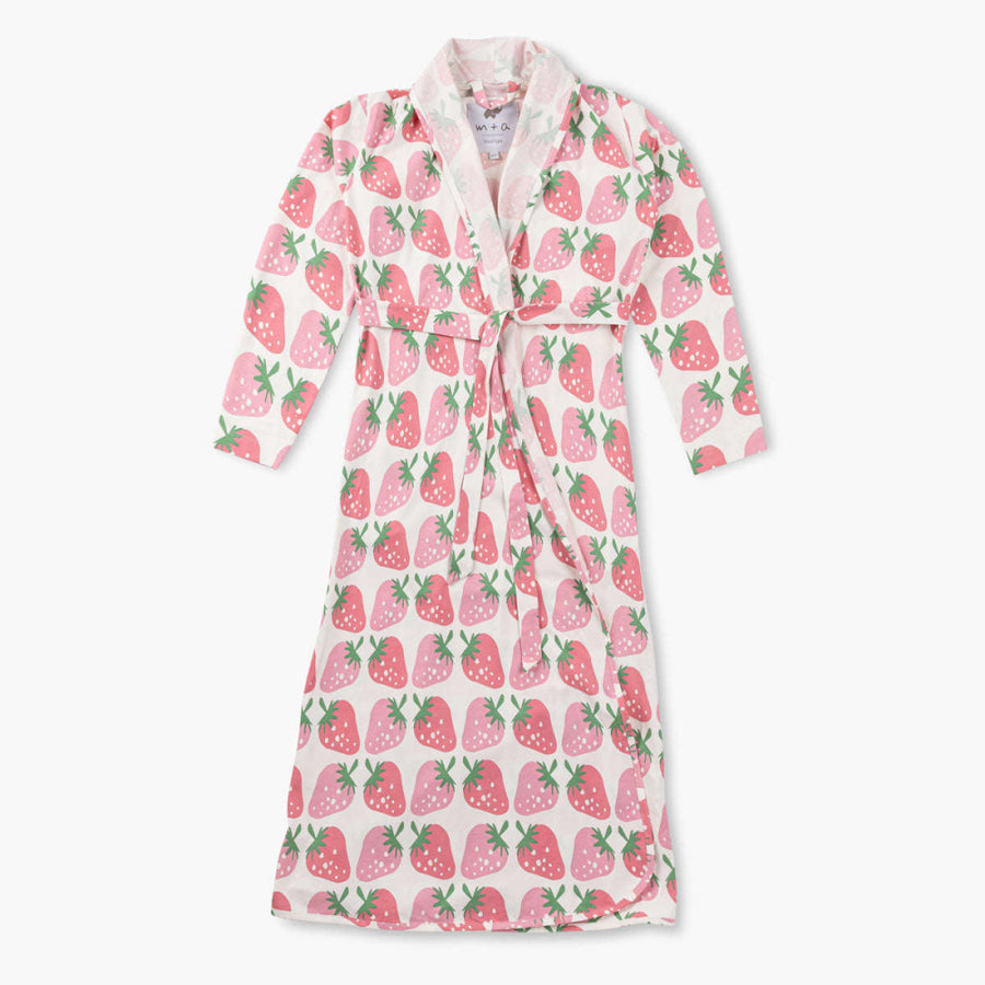 Printed Organic Lounge Robe - Strawberry Jam - XS/S - Robe
