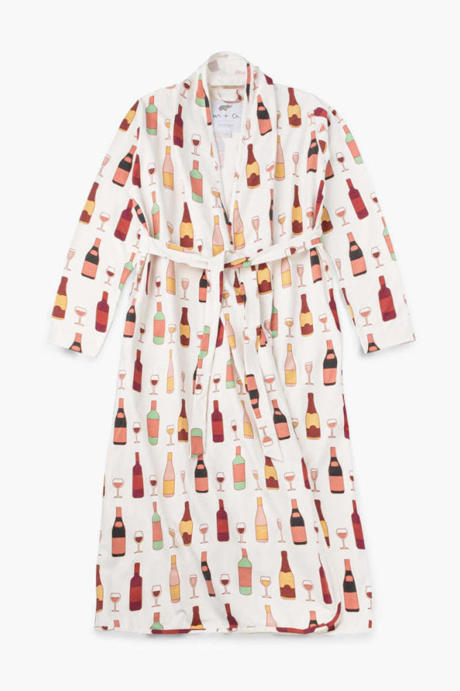 Printed Organic Lounge Robe - Wine Night - Robe