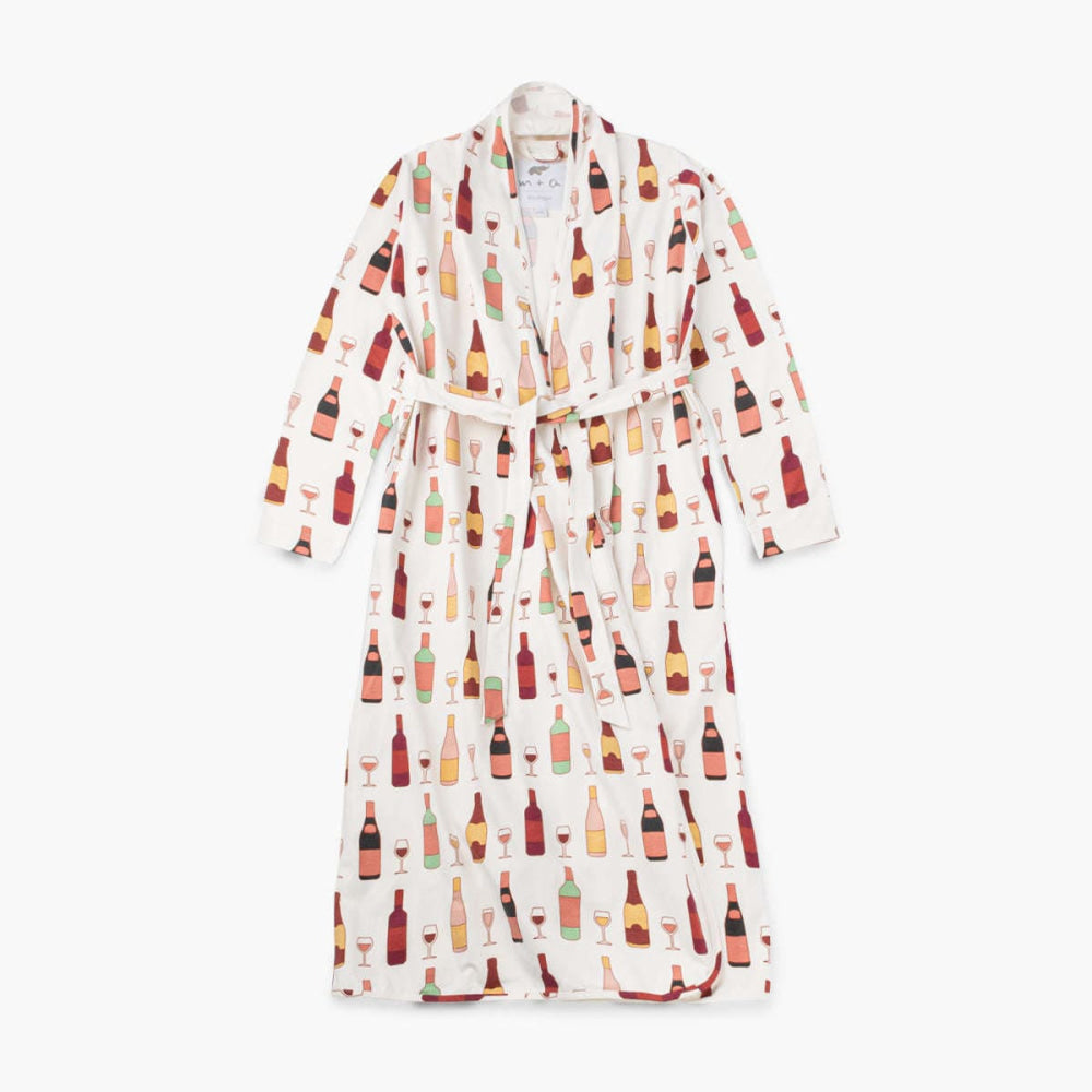 Printed Organic Lounge Robe - Wine Night - Robe