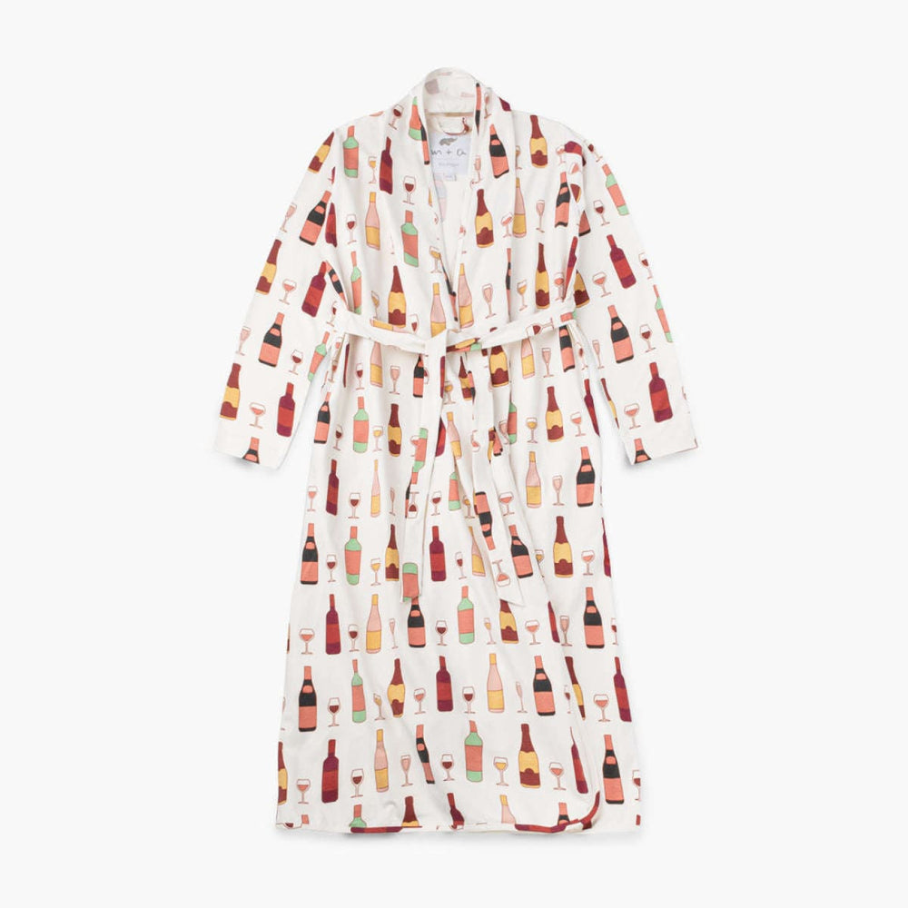 Printed Organic Lounge Robe - Wine Night - Robe
