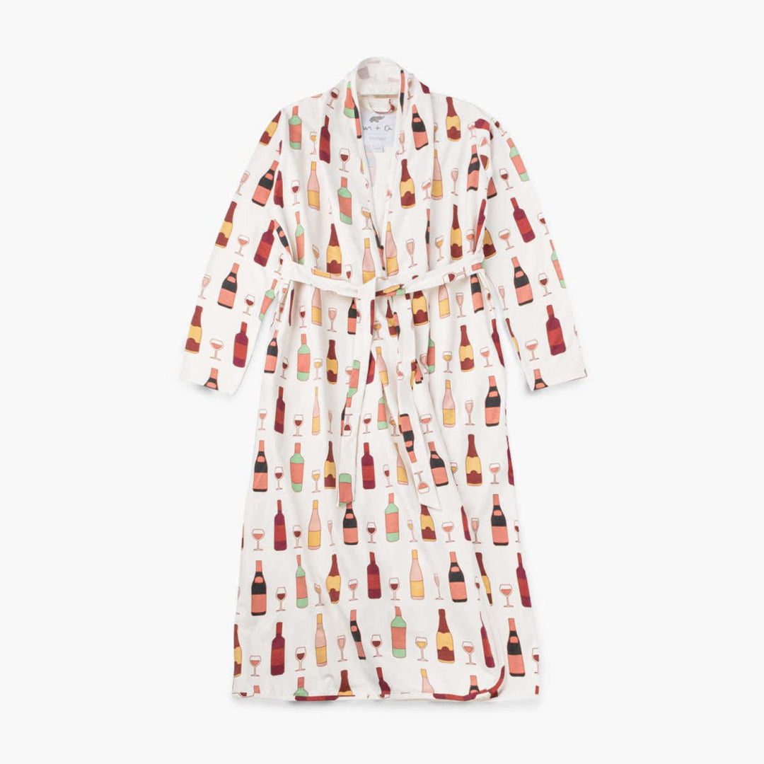 Printed Organic Lounge Robe - Wine Night - Robe