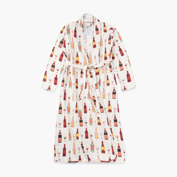Printed Organic Lounge Robe - Wine Night - Robe