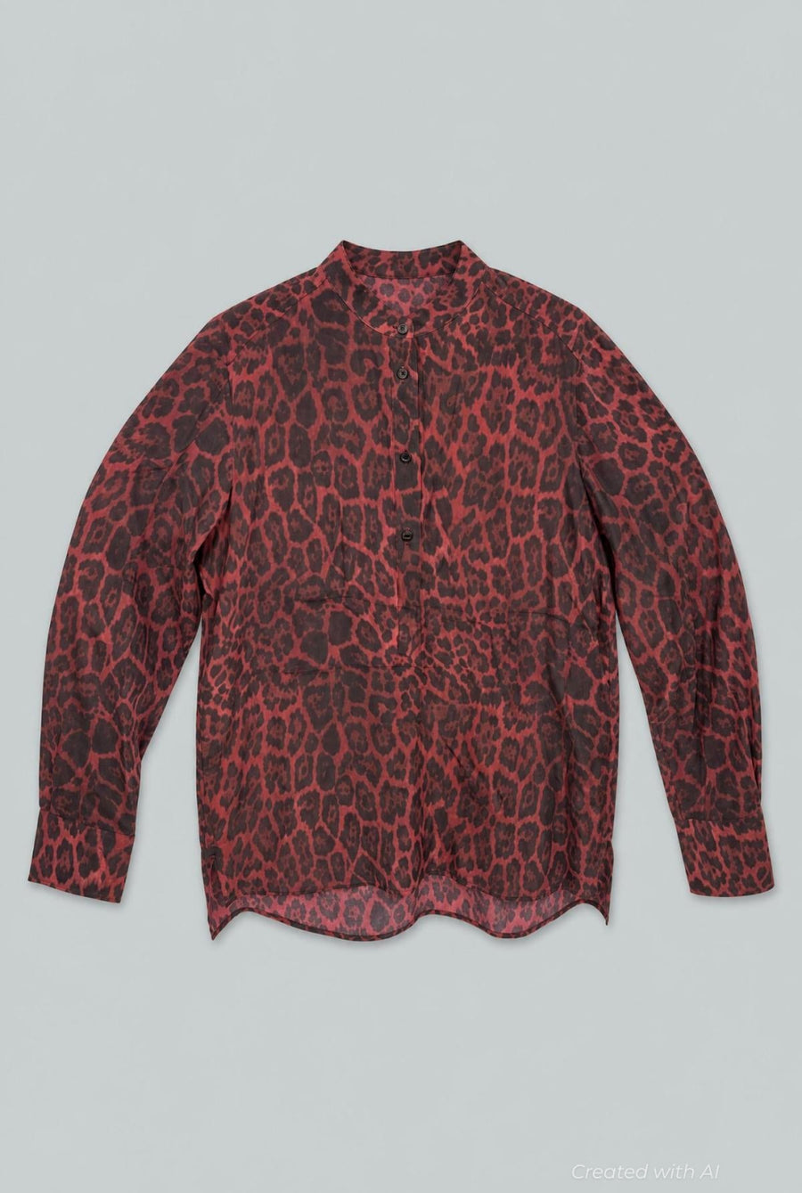 Printed Organic Silk Blouse - Berry - Blouse