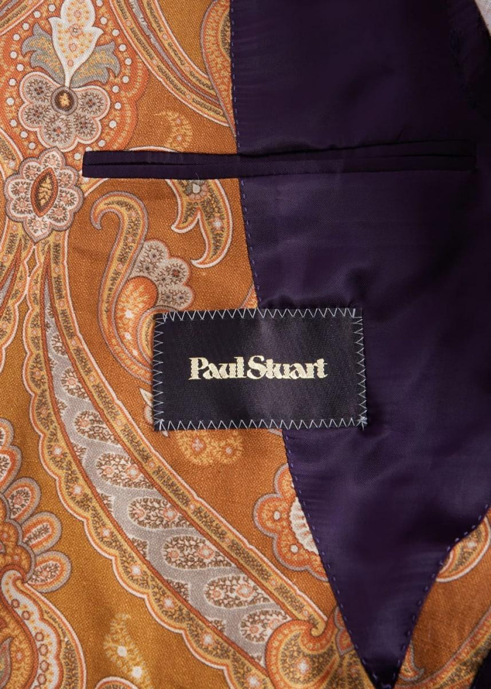 Printed Paisley Linen Jacket - Gold - Blazer