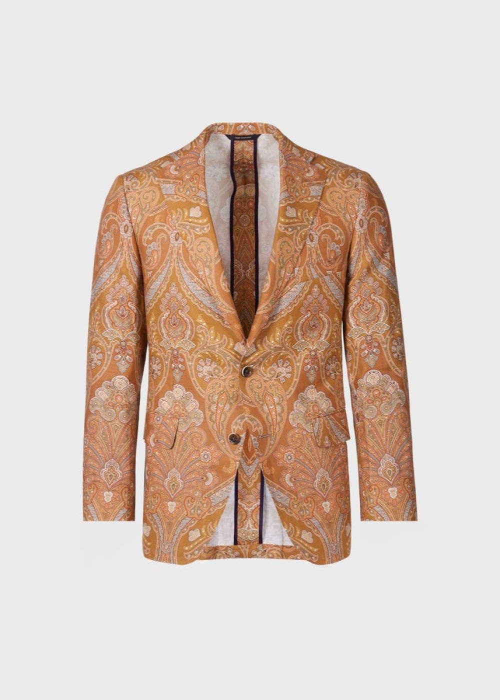 Printed Paisley Linen Jacket - Gold - Blazer