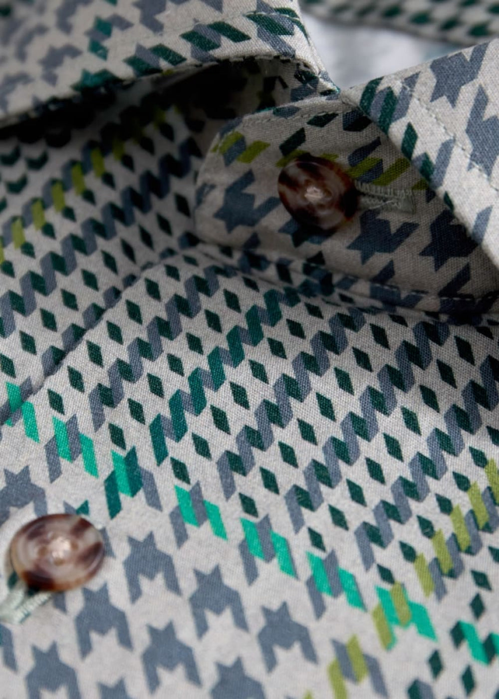 Printed Plaid Sport Shirt - Sage - Collared Shirt