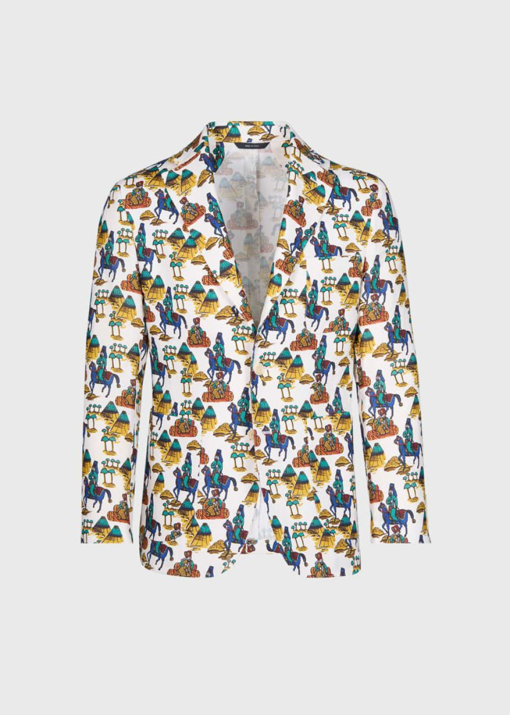 Printed Scene Linen Sport Jacket - White/Multi - Blazer