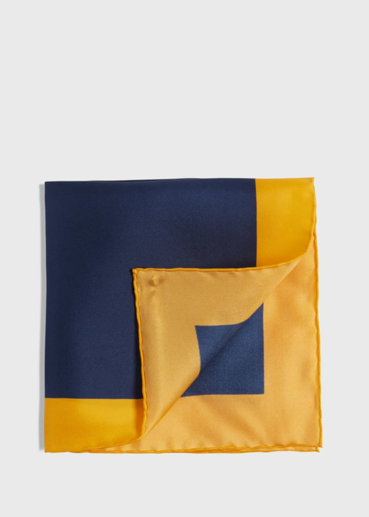 Printed Silk Color Block Pocket Square - Gold - ONE SIZE - Pocket Square