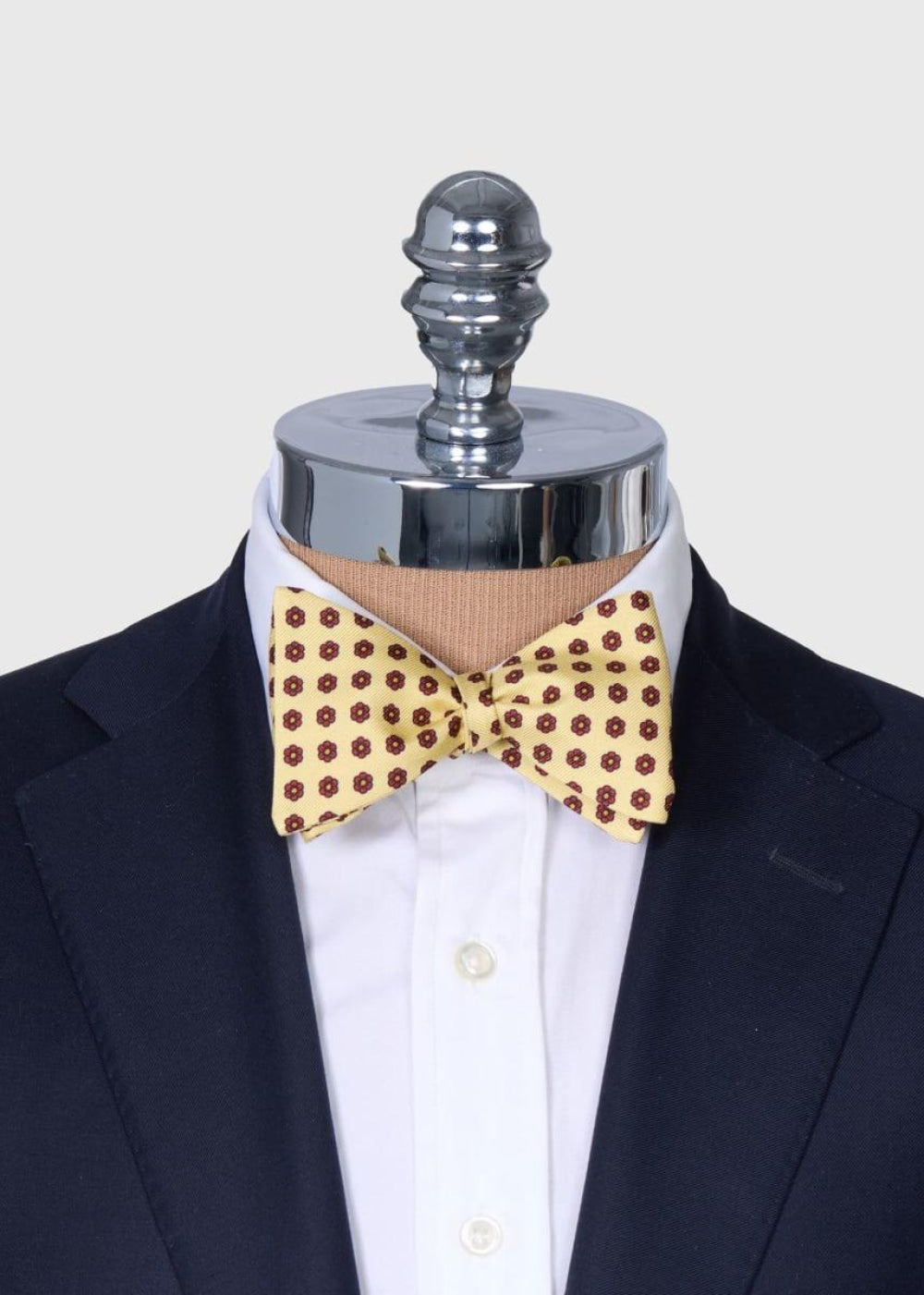 Printed Silk Flower Bow Tie - Cream - ONE SIZE - Bow Tie