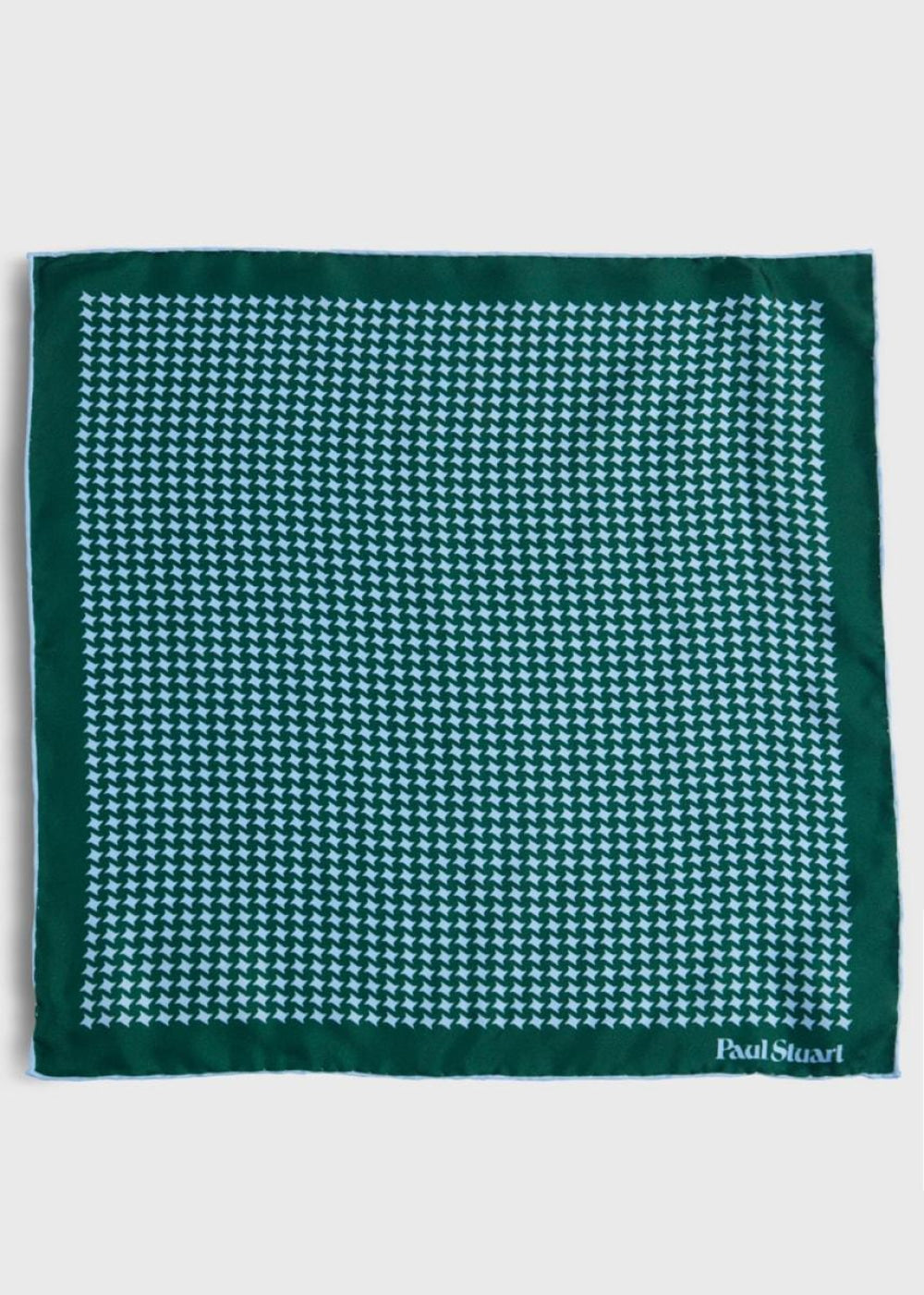 Printed Silk Houndstooth Pocket Square - Green - ONE SIZE - Pocket Square