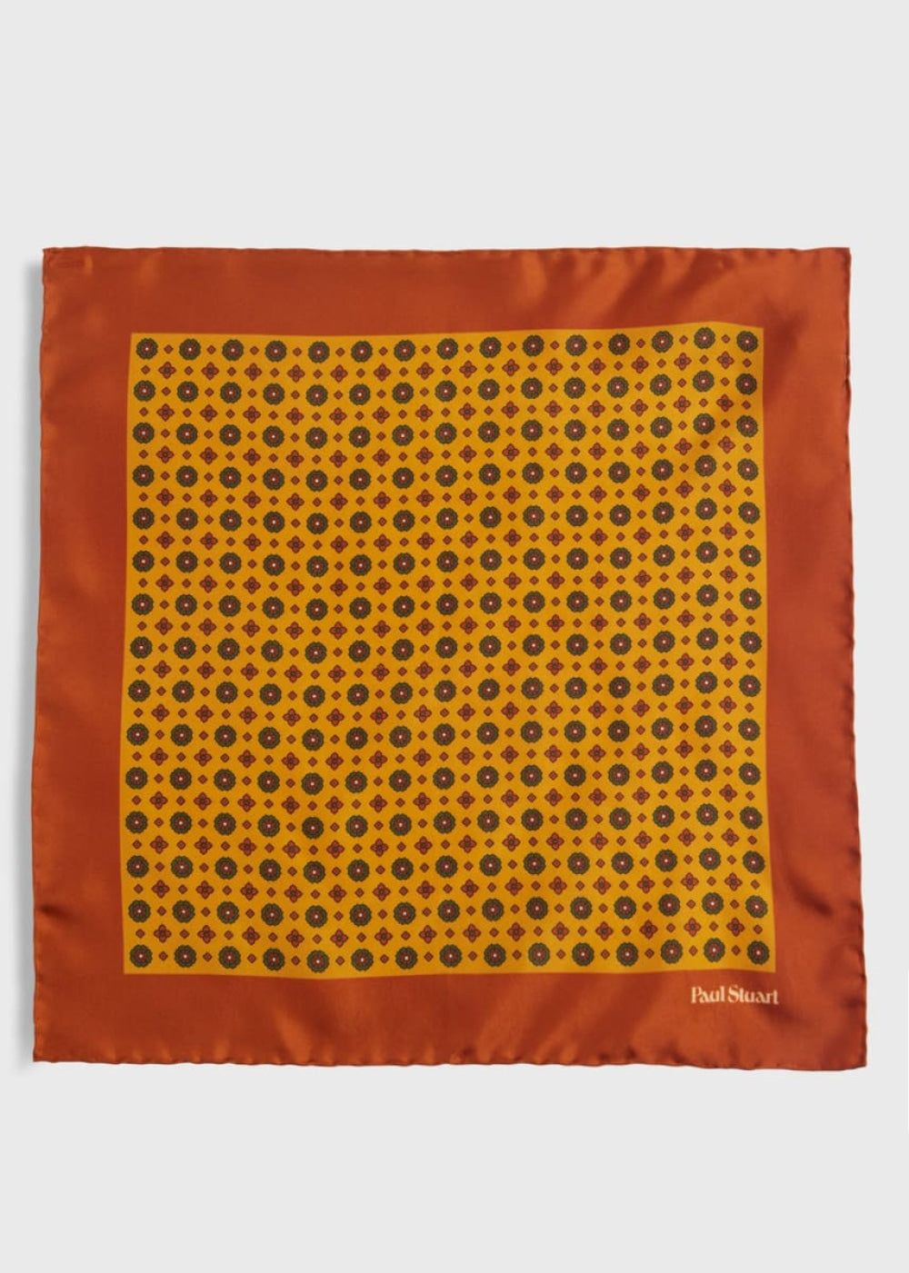 Printed Silk Medallion Pocket Square - Gold - ONE SIZE - Pocket Square