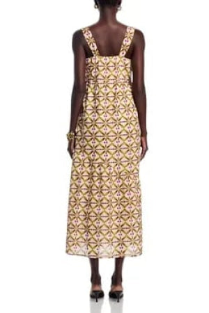 Printed Square Neck Midi Dress - Dresses
