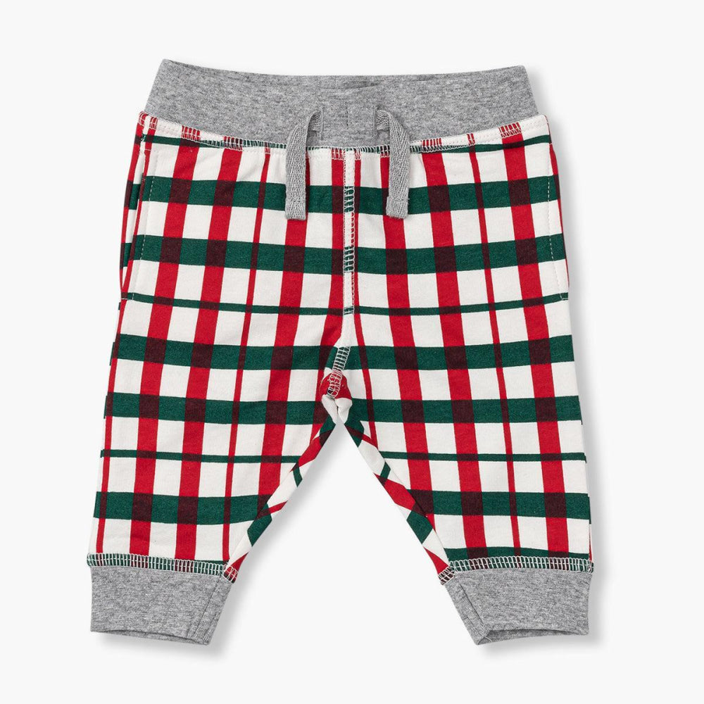 Printed Track Pants - Festive Plaid - Sweatpant