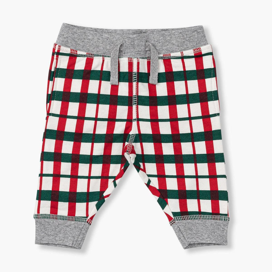 Printed Track Pants - Festive Plaid - Sweatpant