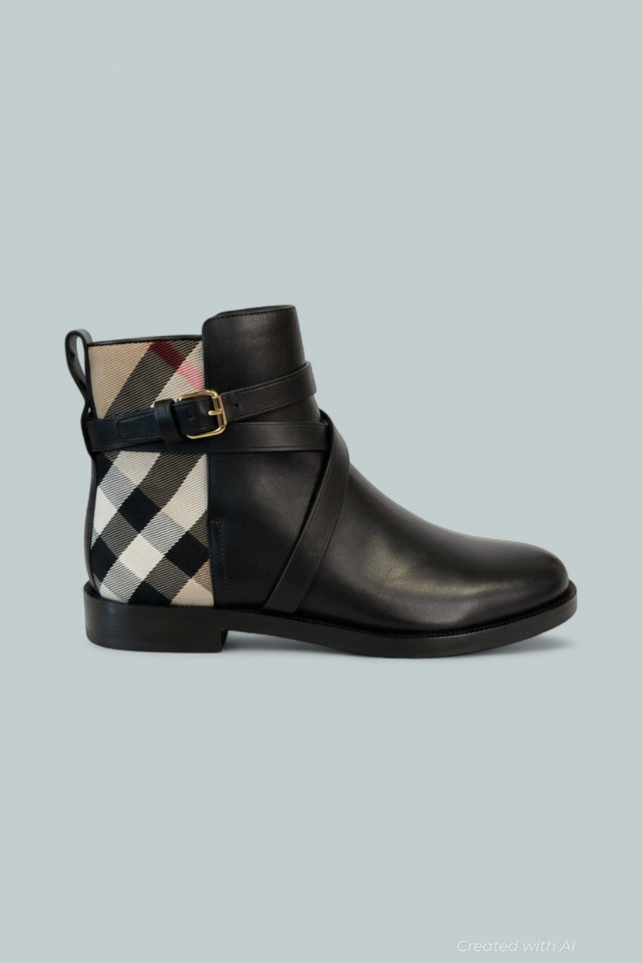 Pryle Equestrian Check Ankle Booties - Black - 9B / 39EU - Bootie