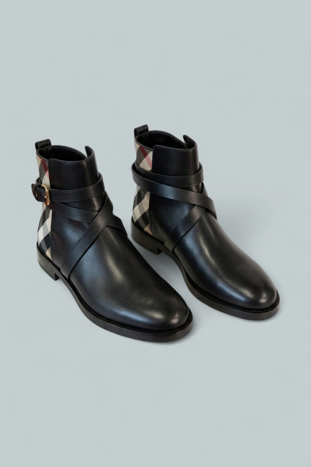 Pryle Equestrian Check Ankle Booties - Black - 9B / 39EU - Bootie