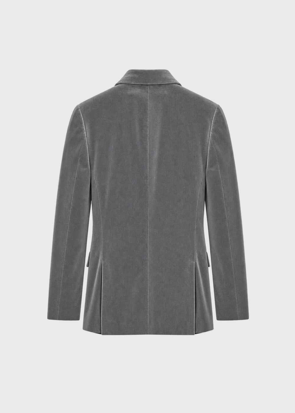 Grey Cotton Velvet 1-Button Peak Phillip Suit - Silver