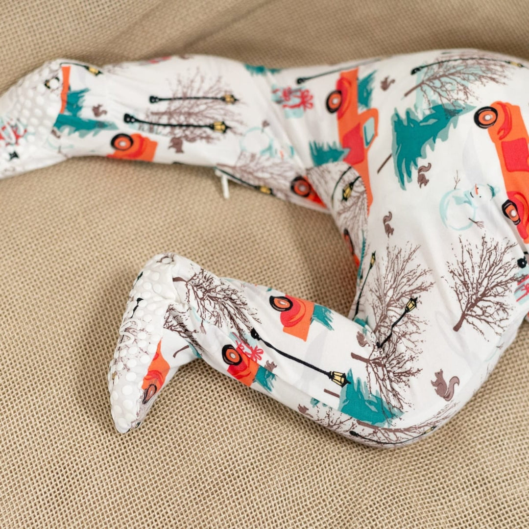 Zipper Footie Winter Scene Trucks and Trees - Winter Wonderland