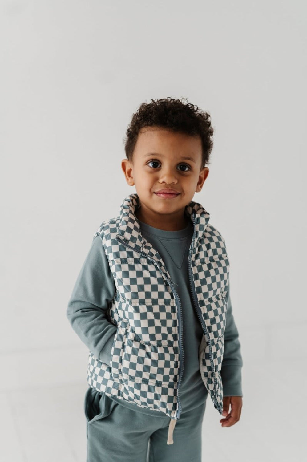 Puffer Vest - Checkered Storm - 6 Years - Vest