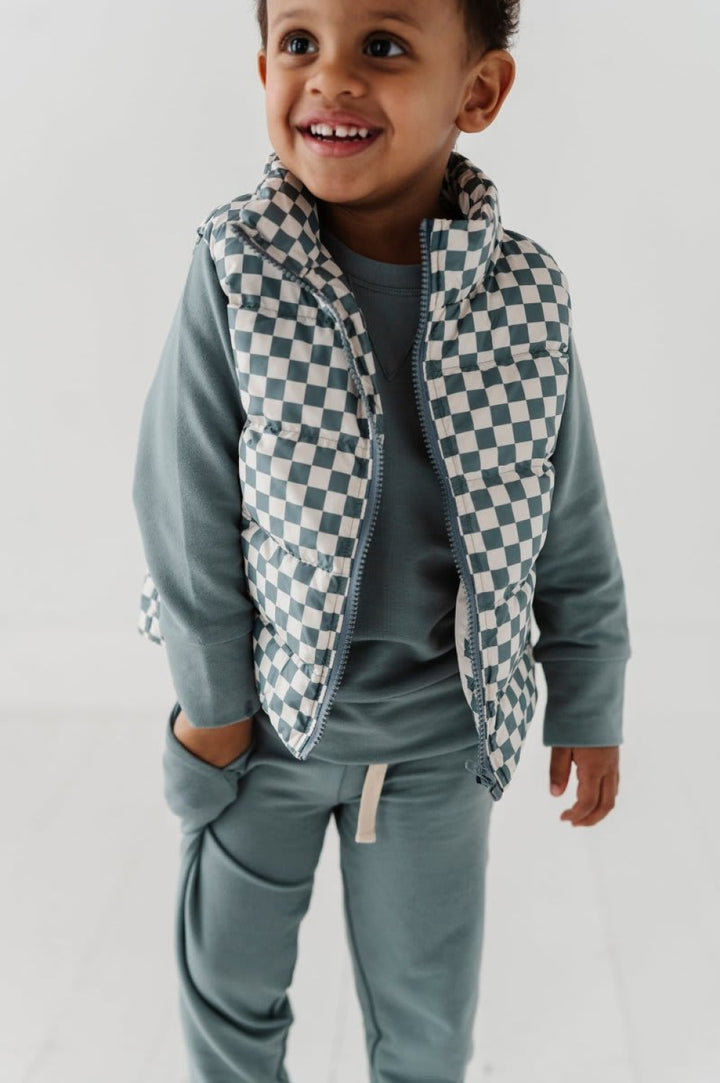Puffer Vest - Checkered Storm - 6 Years - Vest