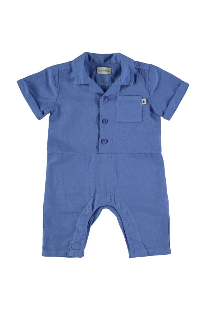 Linen Cotton Baby Jumpsuit - Royal Blue