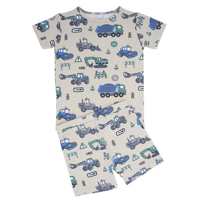 Trucks Diggers Construction Summer Pajama Set - Construction Site