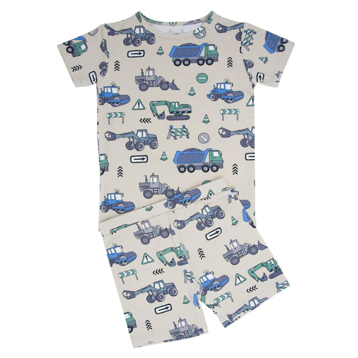 Trucks Diggers Construction Summer Pajama Set - Construction Site