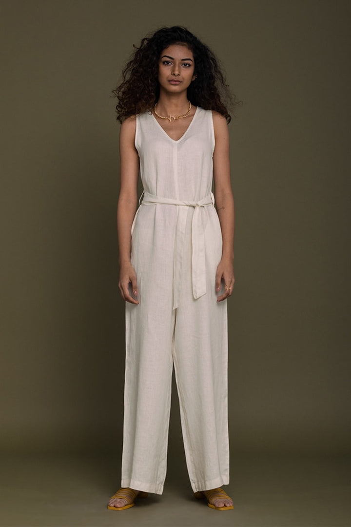 Breakfast In Bed Jumpsuit - Shell Off/White