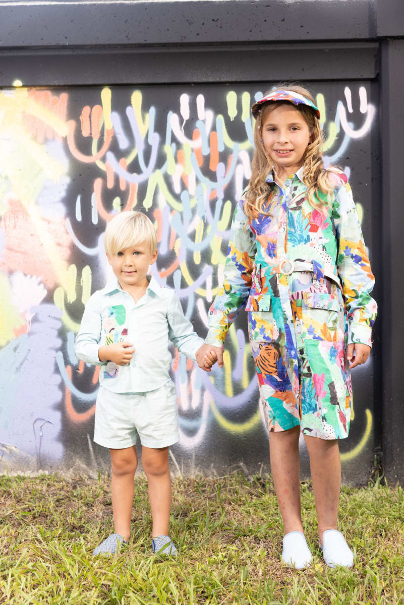 Boys 2 Pc Set - Aqua Tiger