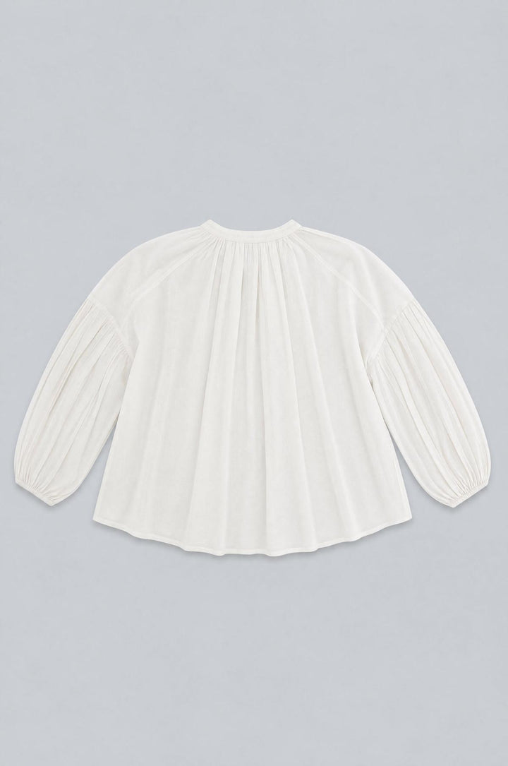 Long Sleeve Flowy Button Up - White