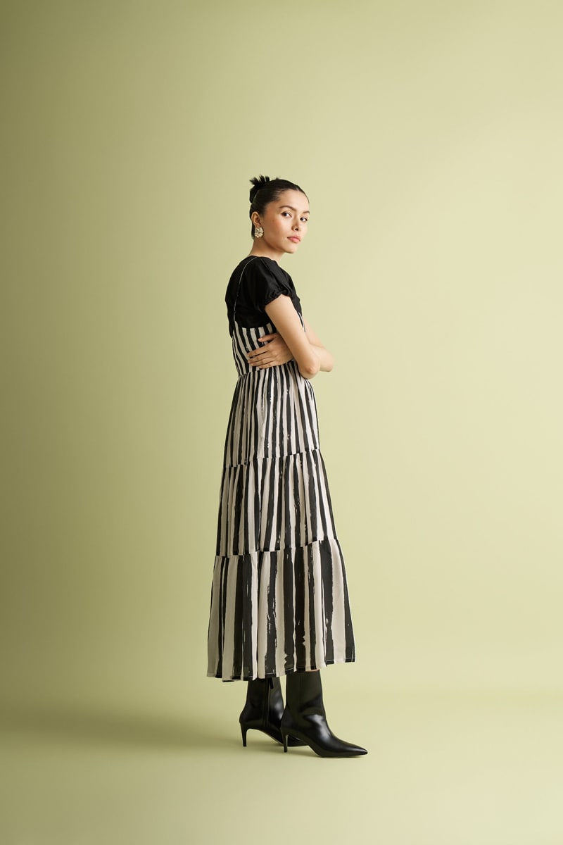 Strappy Tiered Maxi Dress - Striped Down