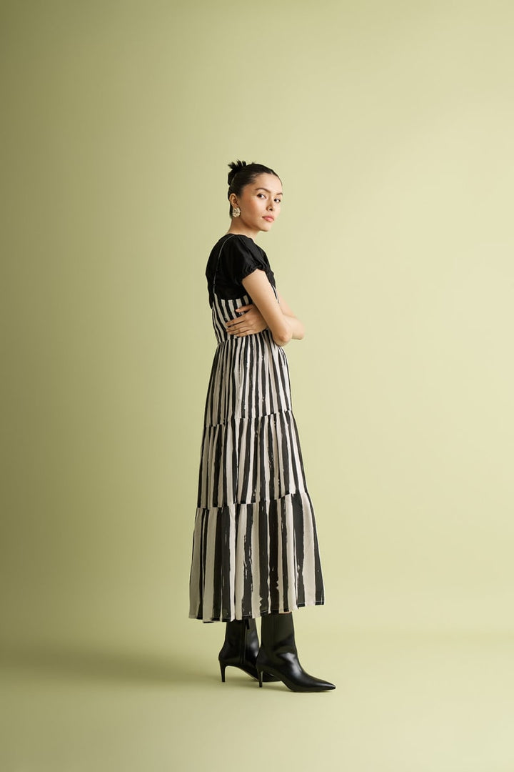 Strappy Tiered Maxi Dress - Striped Down
