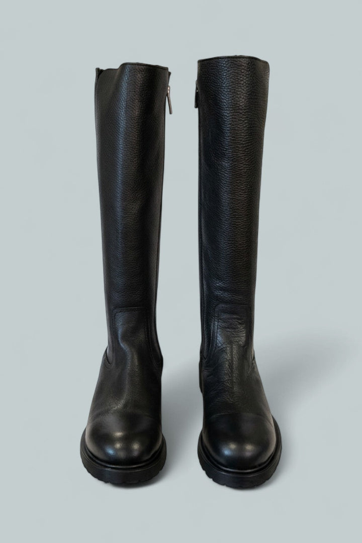 Women's Harry Pebble Leather Tall Boots - Black