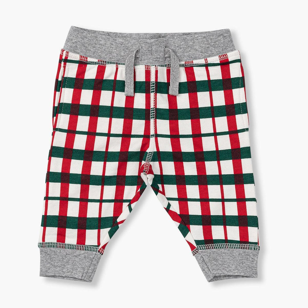 Printed Track Pants - Festive Plaid