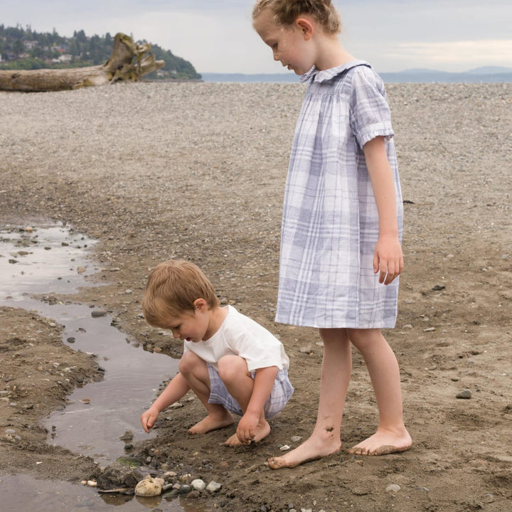 Selah Dress - Blue-slub Check