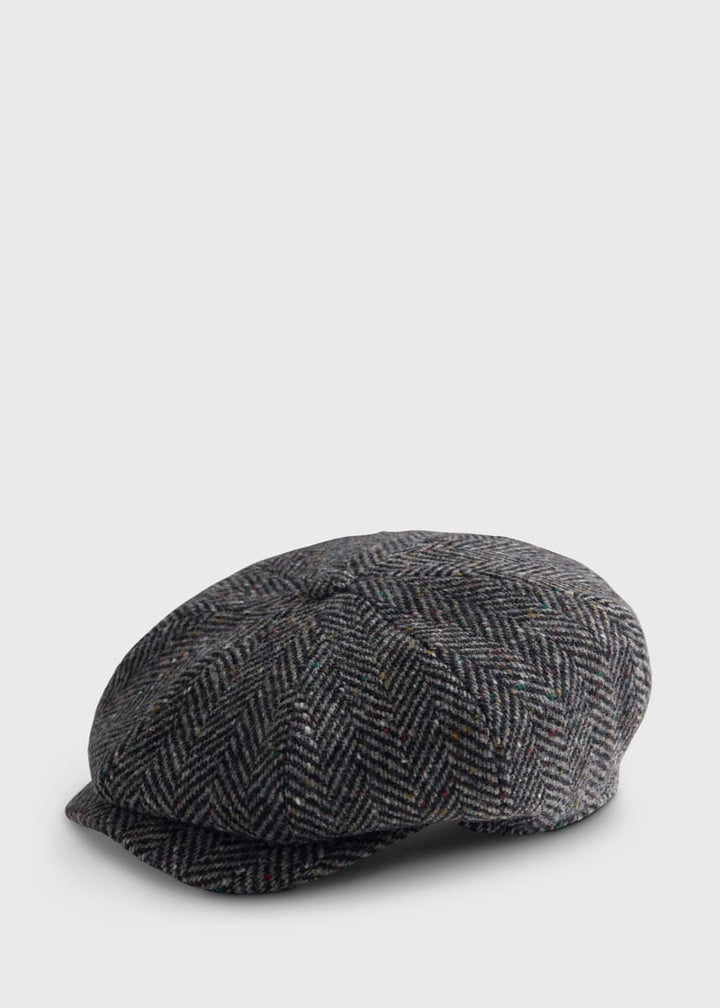 Herringbone Newsboy Cap - Dark Grey
