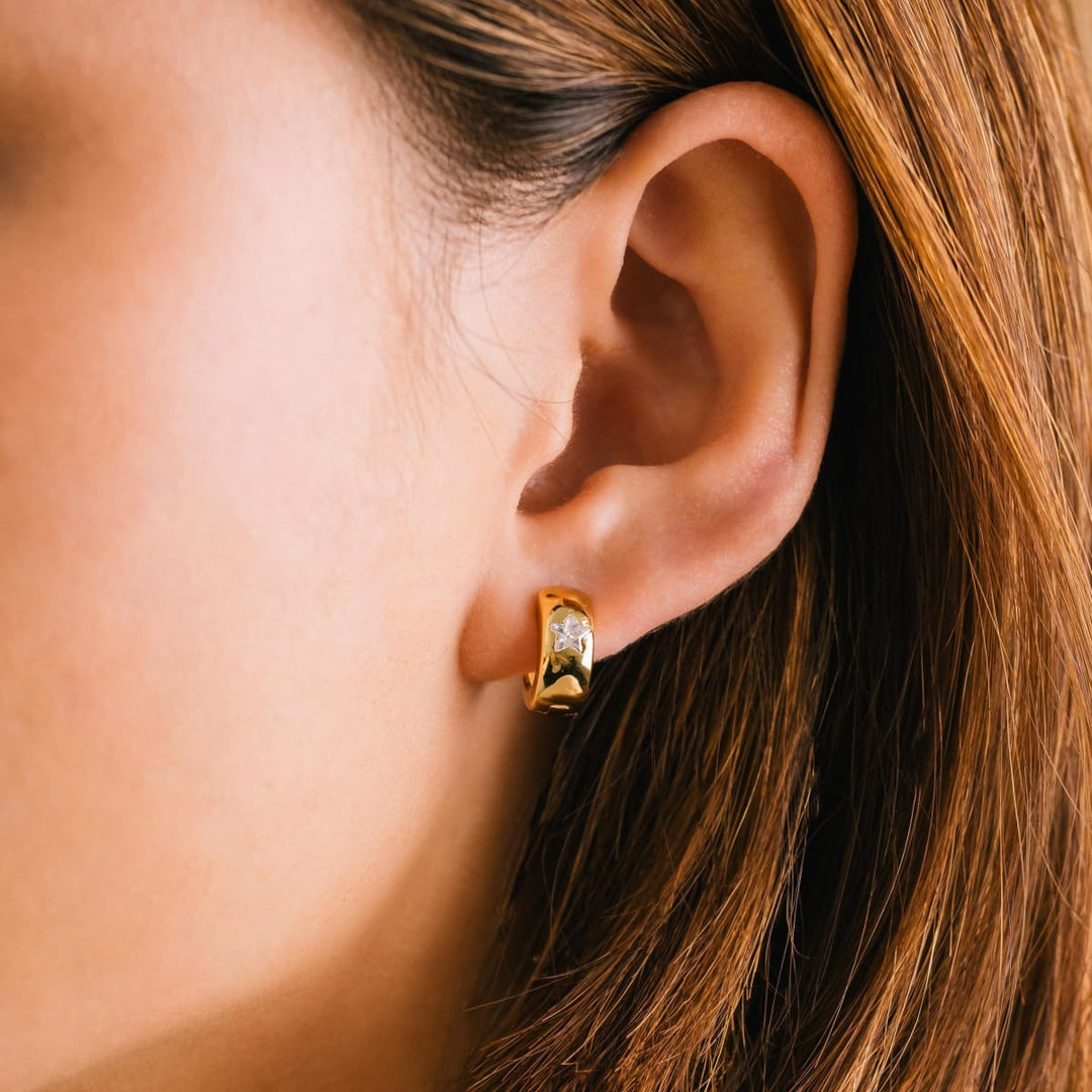 Star Chunky Huggie Hoop Earrings