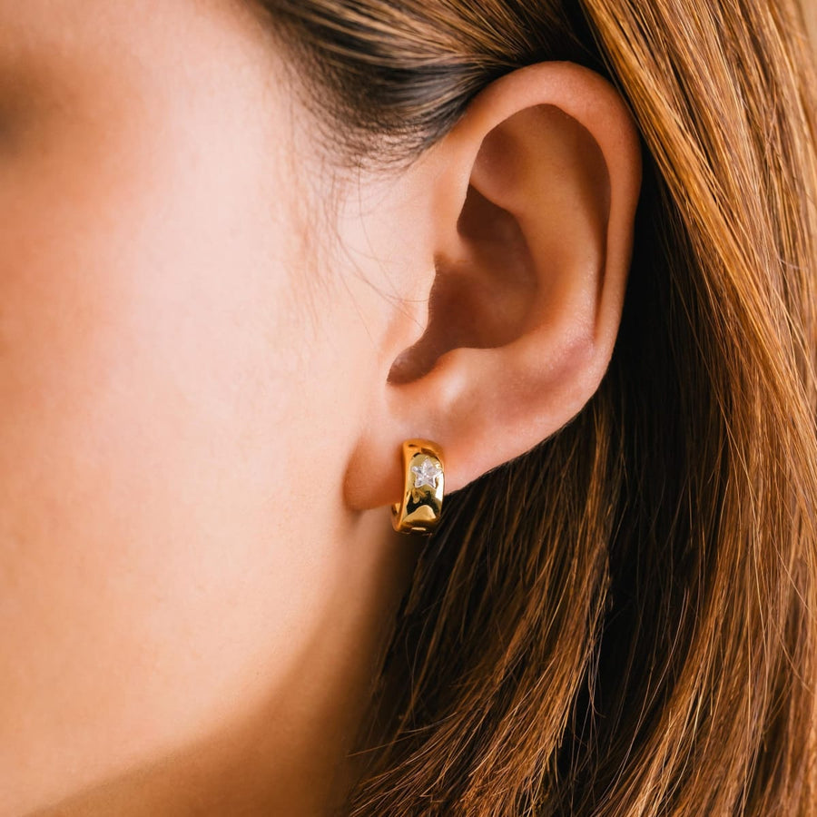 Star Chunky Huggie Hoop Earrings - Earrings