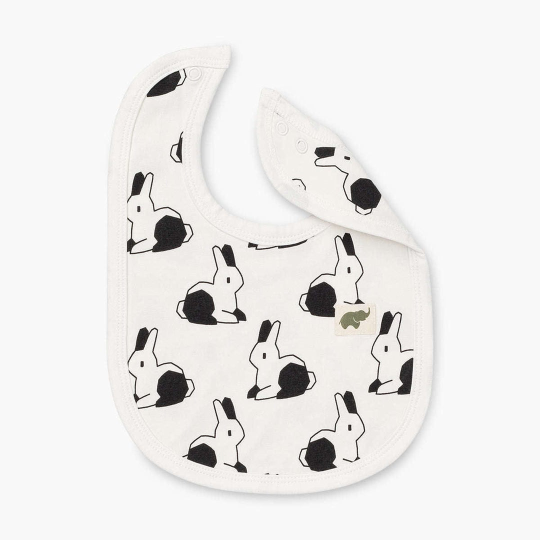 Classic Bib - Black + White Bunnies