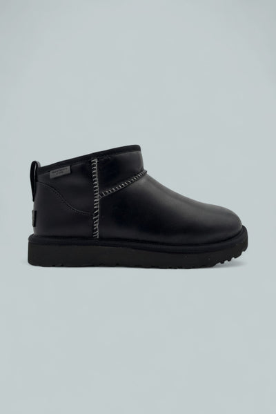 Classic Ultra Mini Leather Ankle Boots - Black