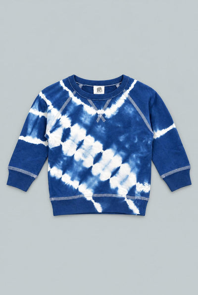 Kids French Terry Raglan Sweatshirt - Cloud Navy Tie Dye