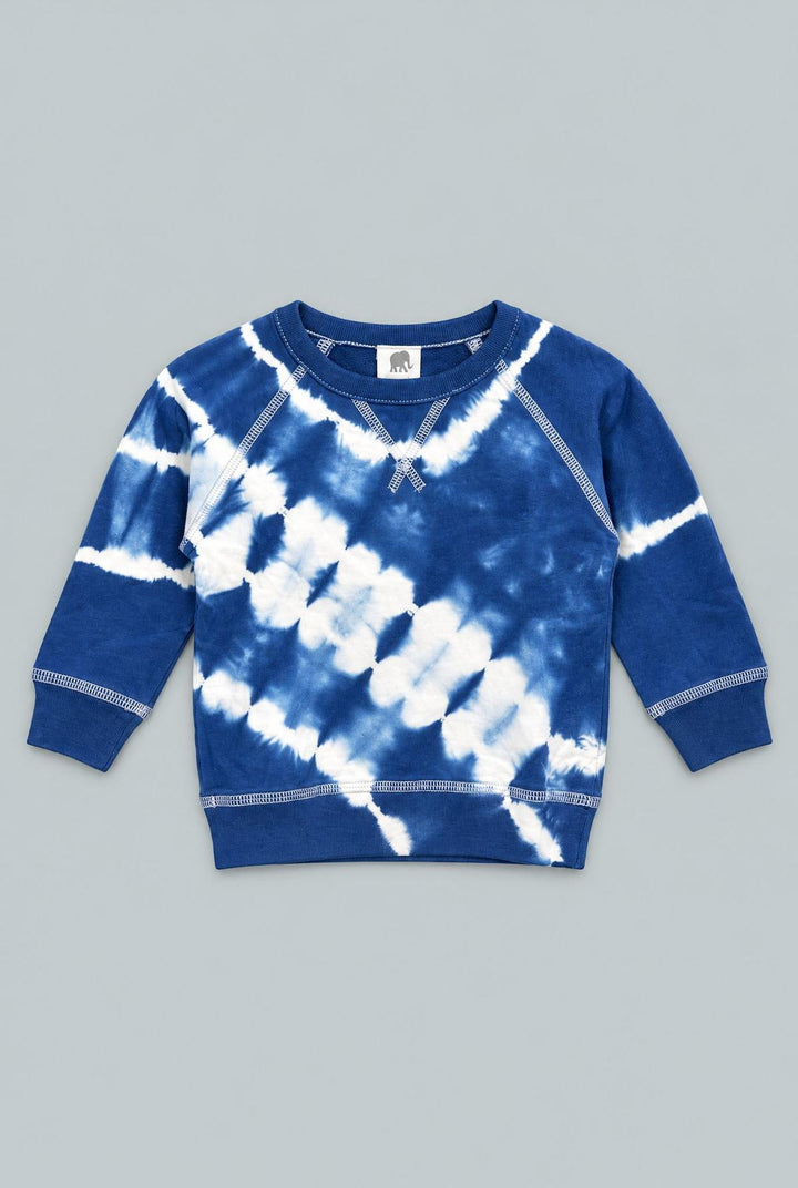Kids French Terry Raglan Sweatshirt - Cloud Navy Tie Dye