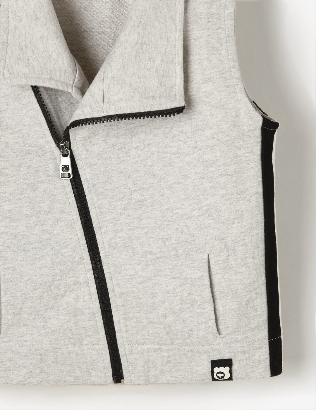 Organic Terry Zip-Up Vest - Grey Marl