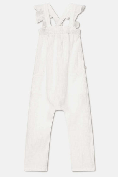 Gauze ruffle overalls - Ivory